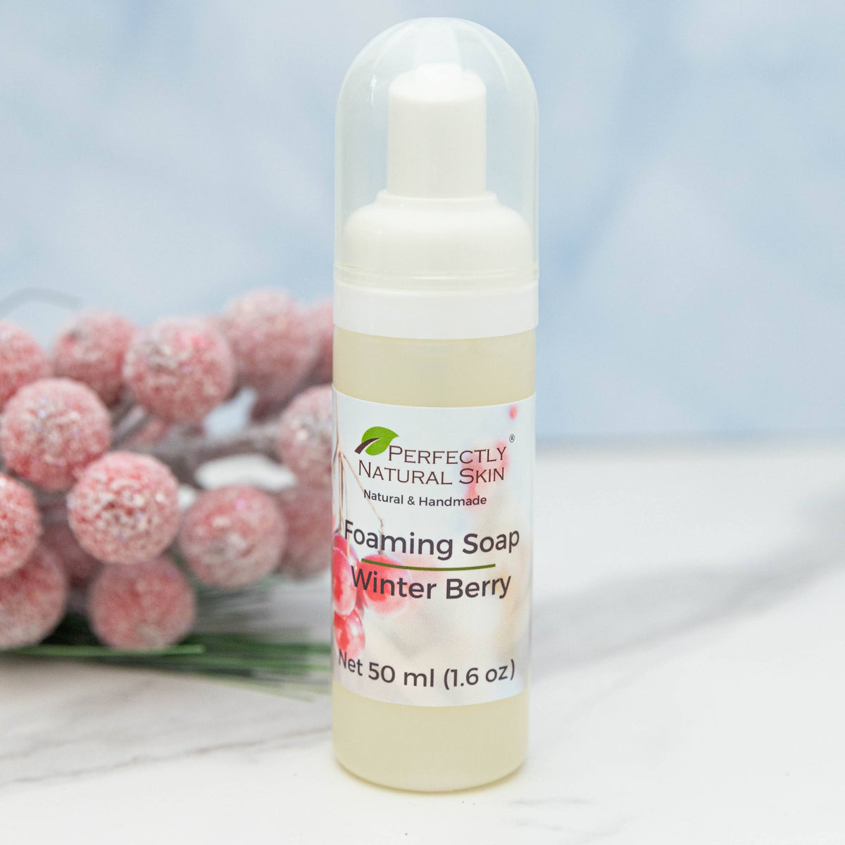 50 ml natural foaming hand soap in assorted scents, travel-friendly foam pump bottle