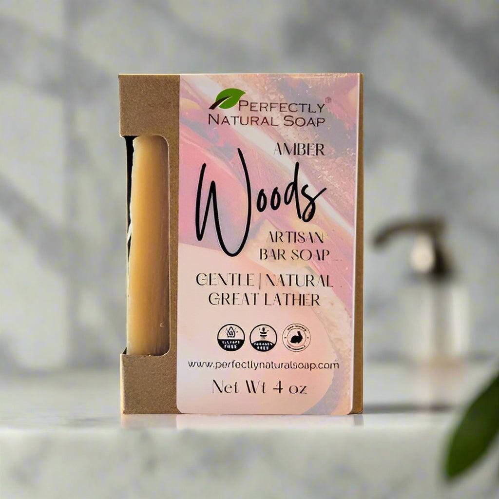 Amber Woods Handmade Natural Soap Bar, 4 oz-Bar Soap-Perfectly Natural Soap