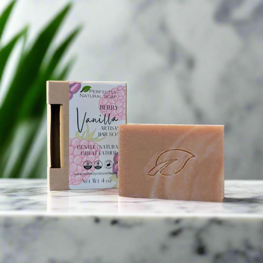 Berry Vanilla Handmade Natural Soap Bar, 4 oz (Limited Edition)-Bar Soap-Perfectly Natural Soap