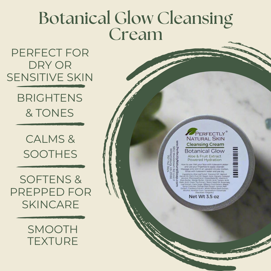 Botanical Glow Cleansing Cream, 3.5 oz-Facial Care-Perfectly Natural Soap