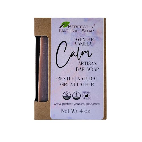 Calm - Lavender Vanilla Handmade Natural Soap Bar, 4 oz-Bar Soap-Perfectly Natural Soap