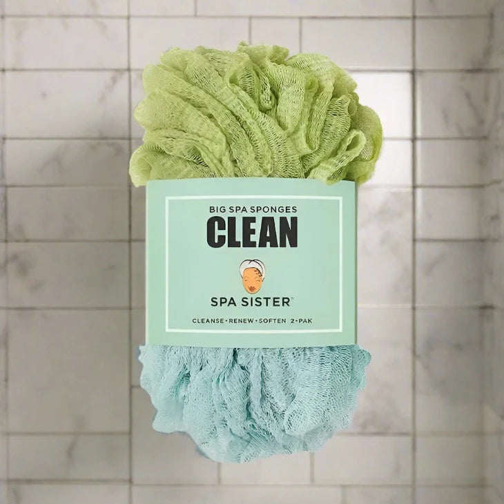 Clean Big Spa Shower Pouf - 2 pack-Bath Accessories-Perfectly Natural Soap
