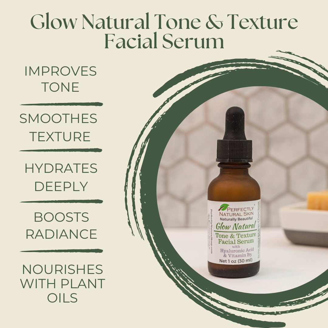 Glow Natural Tone & Texture Facial Serum, 1oz-Facial Care-Perfectly Natural Soap