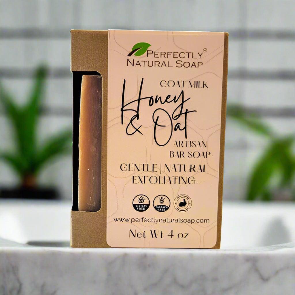 Goat Milk Honey & Oatmeal Handmade Natural Soap Bar, 4 oz-Bar Soap-Perfectly Natural Soap