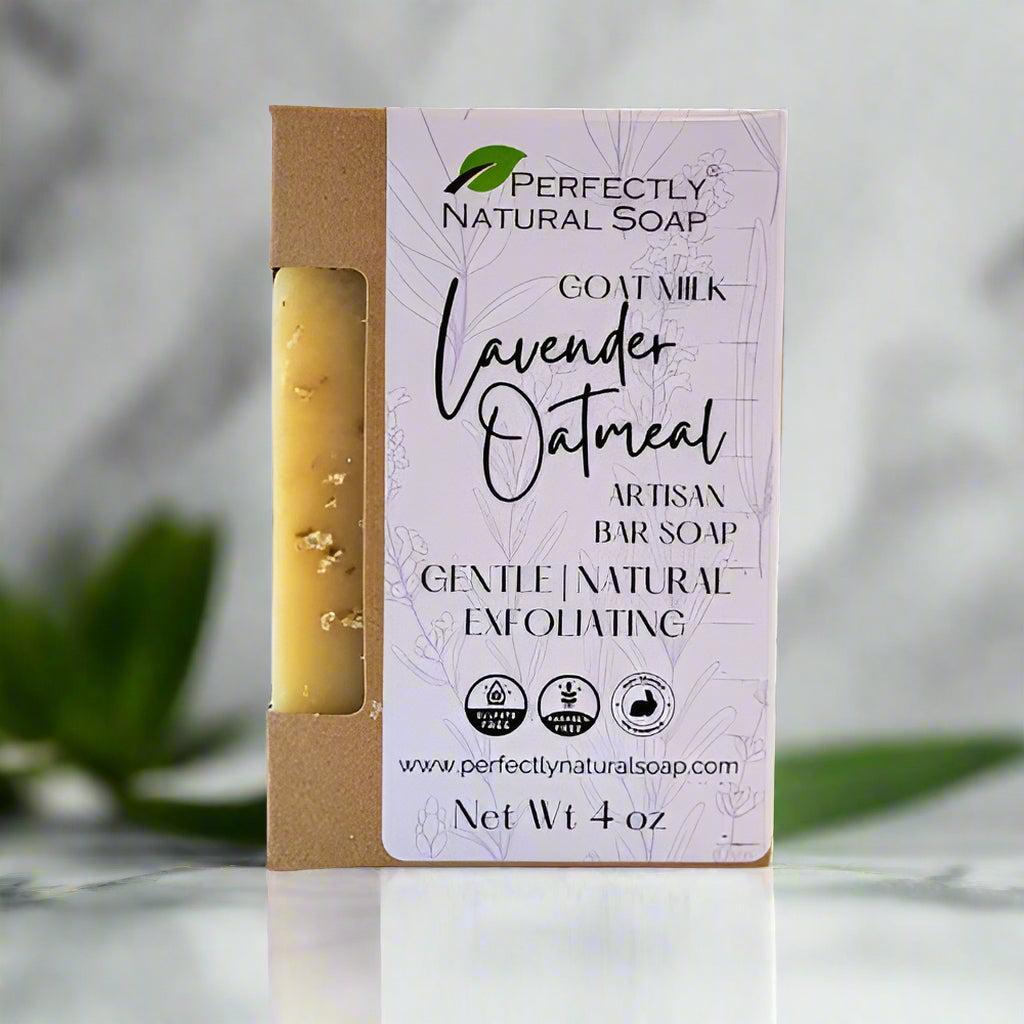 Goat Milk Lavender Oatmeal Handmade Natural Soap Bar, 4 oz-Bar Soap-Perfectly Natural Soap