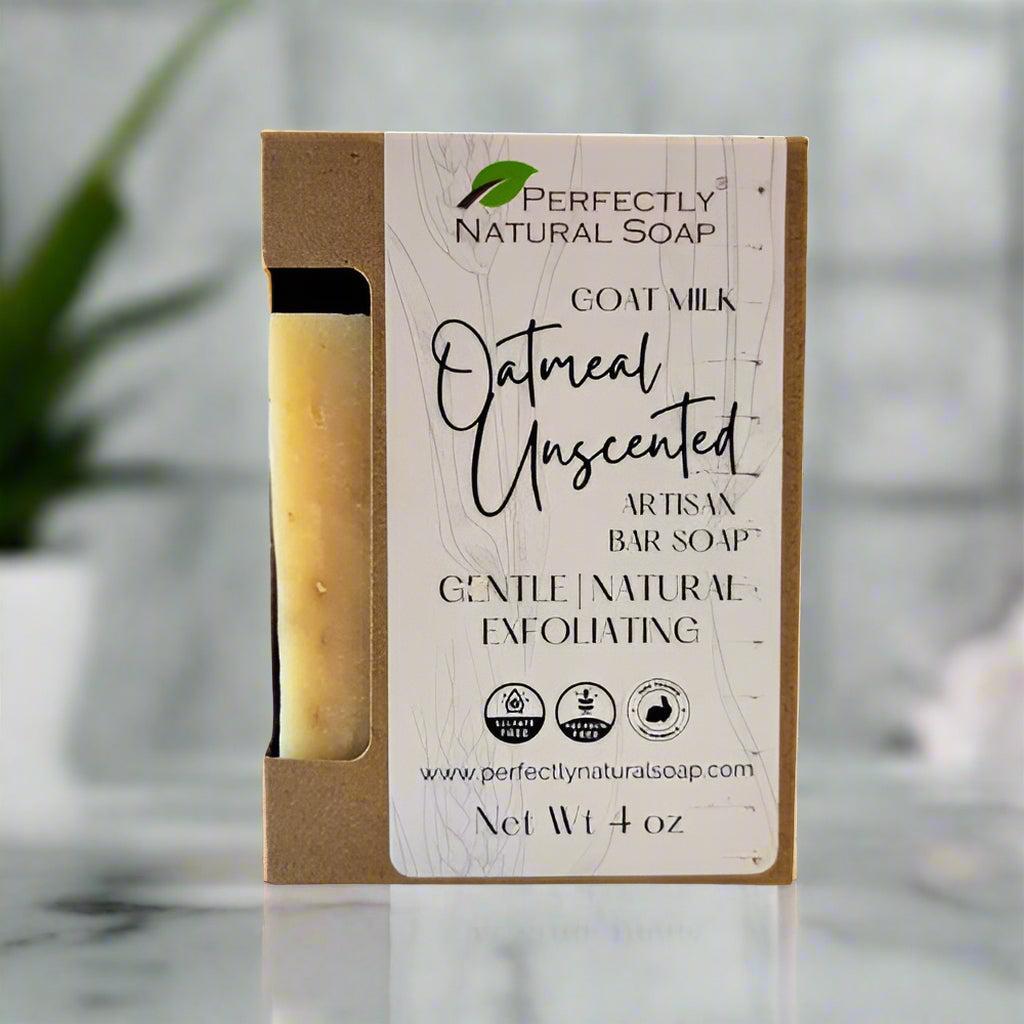 Goat Milk Oatmeal Unscented Handmade Natural Soap Bar, 4 oz-Bar Soap-Perfectly Natural Soap