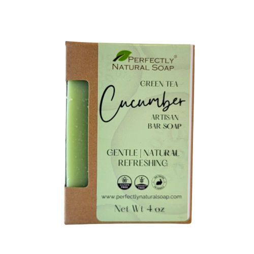 Green Tea Cucumber Handmade Natural Soap Bar, 4 oz-Bar Soap-Perfectly Natural Soap