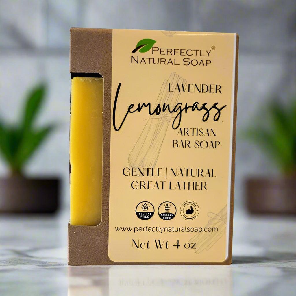 Lavender Lemongrass Handmade Natural Soap Bar, 4 oz-Bar Soap-Perfectly Natural Soap