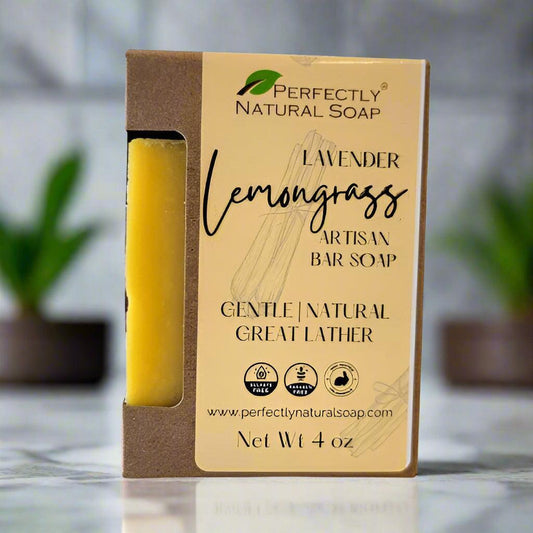Lavender Lemongrass Handmade Natural Soap Bar, 4 oz-Bar Soap-Perfectly Natural Soap