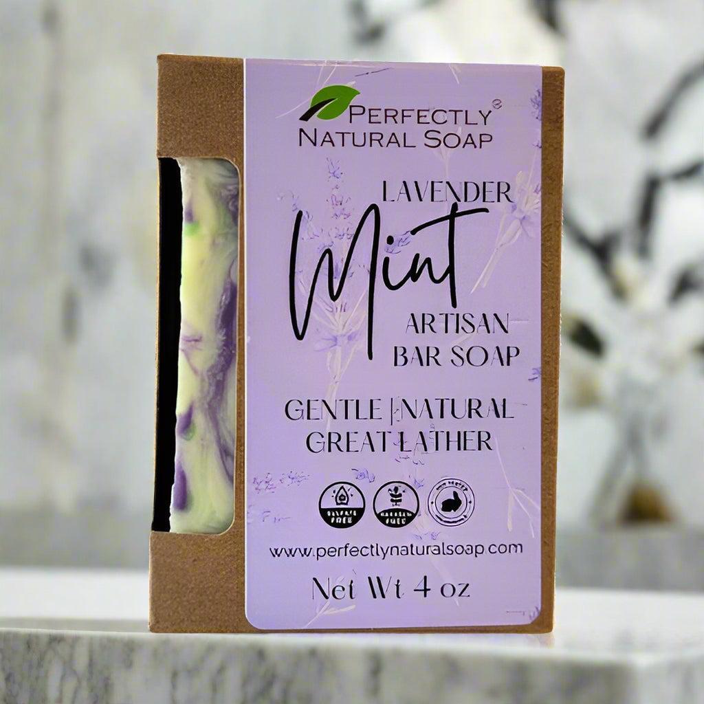 Lavender Mint Handmade Natural Soap Bar, 4 oz-Bar Soap-Perfectly Natural Soap