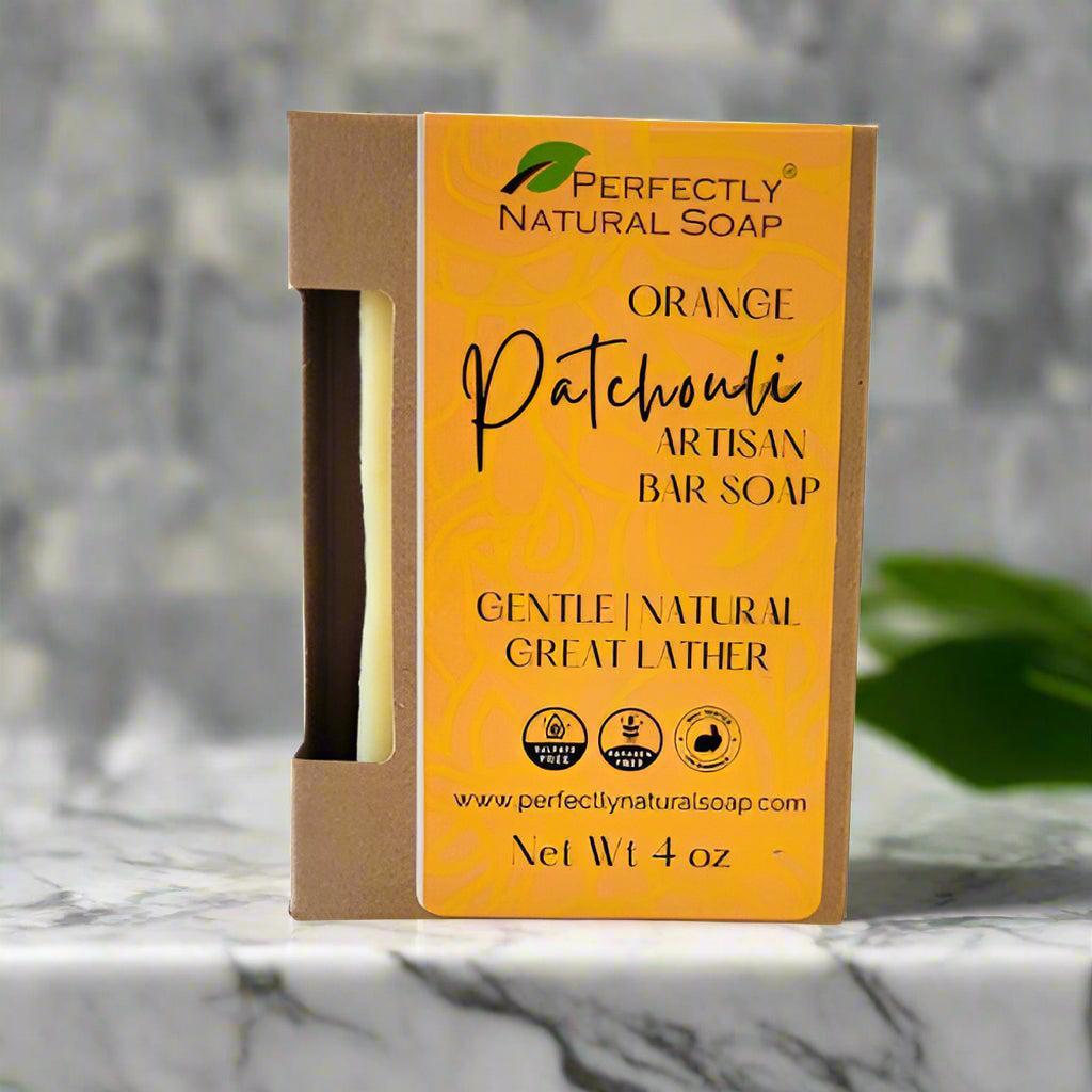 Orange Patchouli Handmade Natural Soap Bar, 4 oz-Bar Soap-Perfectly Natural Soap