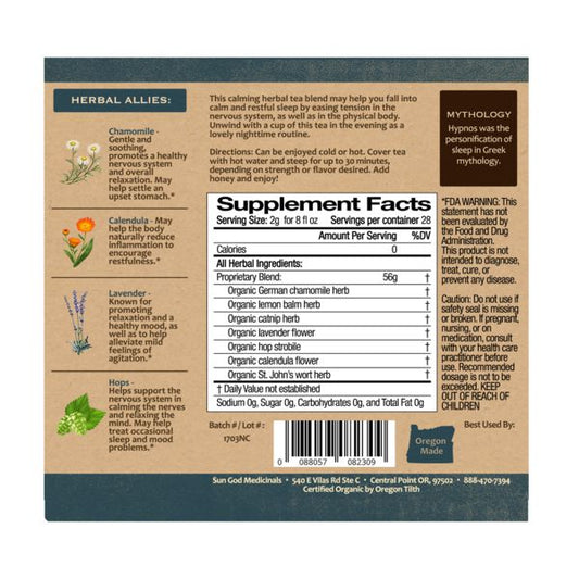 Organic Hypnos Sleep Tea 2oz-Apothecary-Perfectly Natural Soap