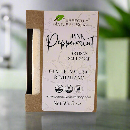 Pink Peppermint Himalayan Handmade Natural Salt Soap Bar, 5 oz-Bar Soap-Perfectly Natural Soap