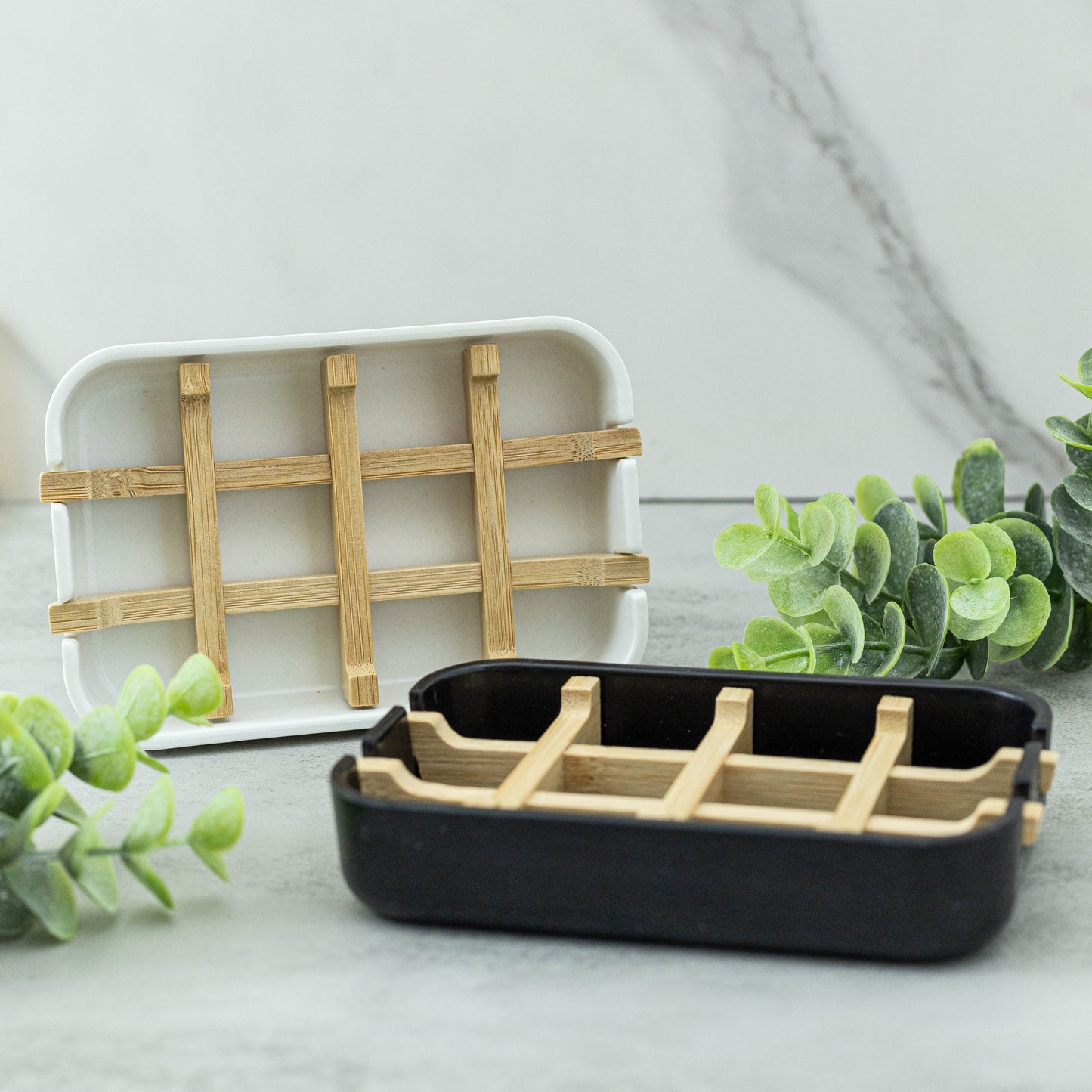 Plant Fiber Soap Dish with Bamboo Insert - Choice of Color|Bath Accessories