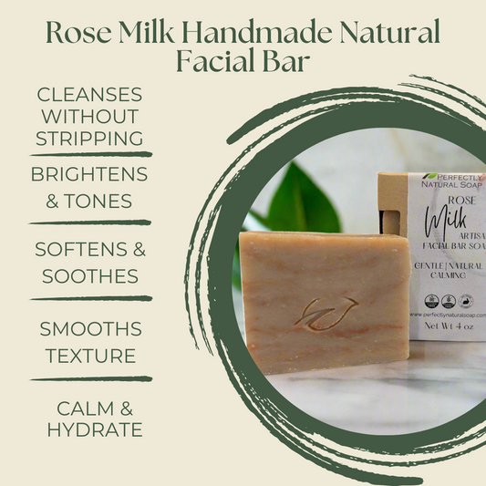 Rose Milk Handmade Natural Facial Bar, 4 oz-Facial Care-Perfectly Natural Soap