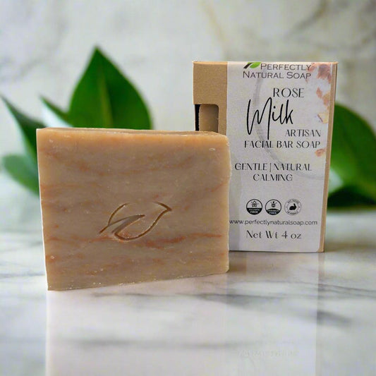 Rose Milk Handmade Natural Facial Bar, 4 oz-Facial Care-Perfectly Natural Soap
