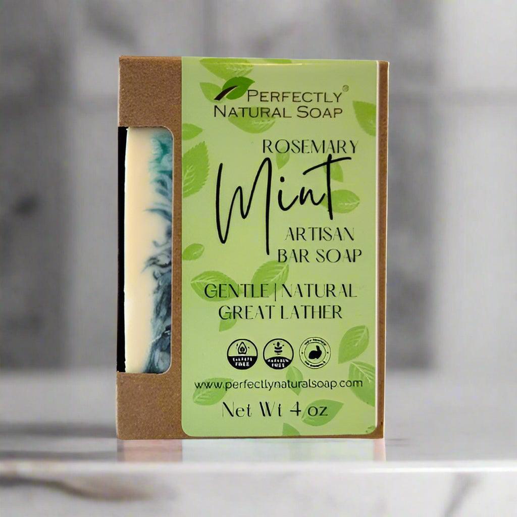 Rosemary Mint Handmade Natural Soap Bar, 4 oz-Bar Soap-Perfectly Natural Soap