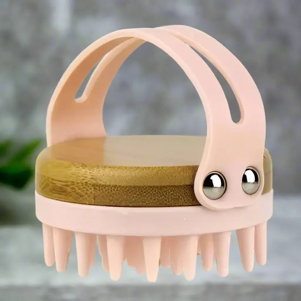 Shampoo & Scalp Brush with Bamboo Base, Choice of color|Bath Accessories