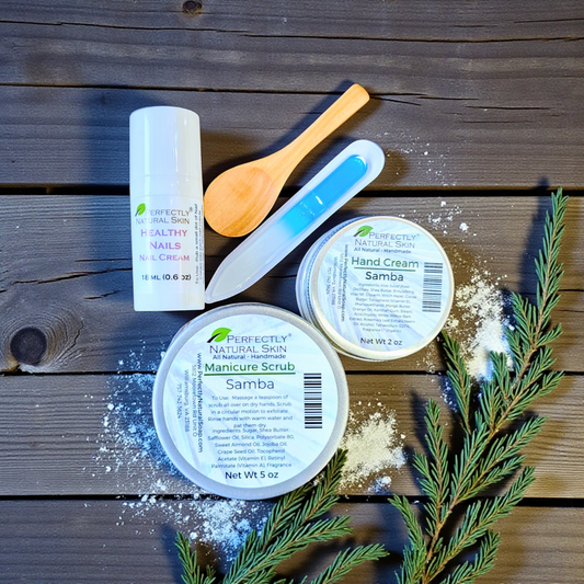 Ultimate hand care set Samba scent, natural manicure sugar scrub and moisturizing hand cream bundle
