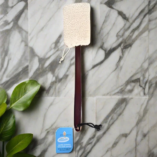 Wood Bath Brush with Terry Bath Sponge-Bath Accessories-Perfectly Natural Soap