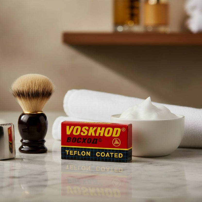 Voshkod Teflon-coated double edge razor blades 5-pack for smooth safety razor shave