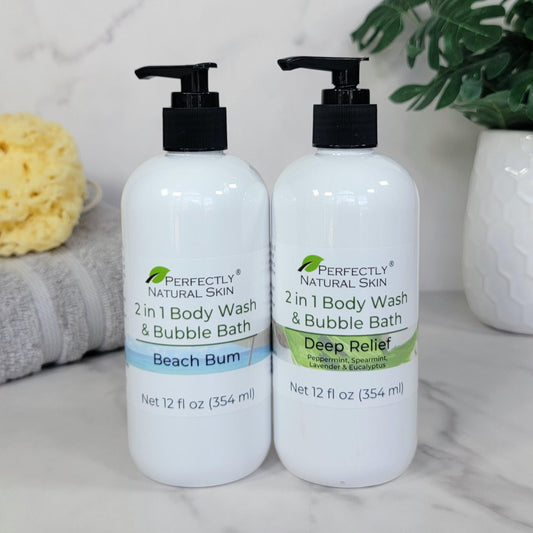 2 in 1 Body Wash & Bubble Bath - Choice of Scent, 12 oz-Shower Gel Soap-Perfectly Natural Soap