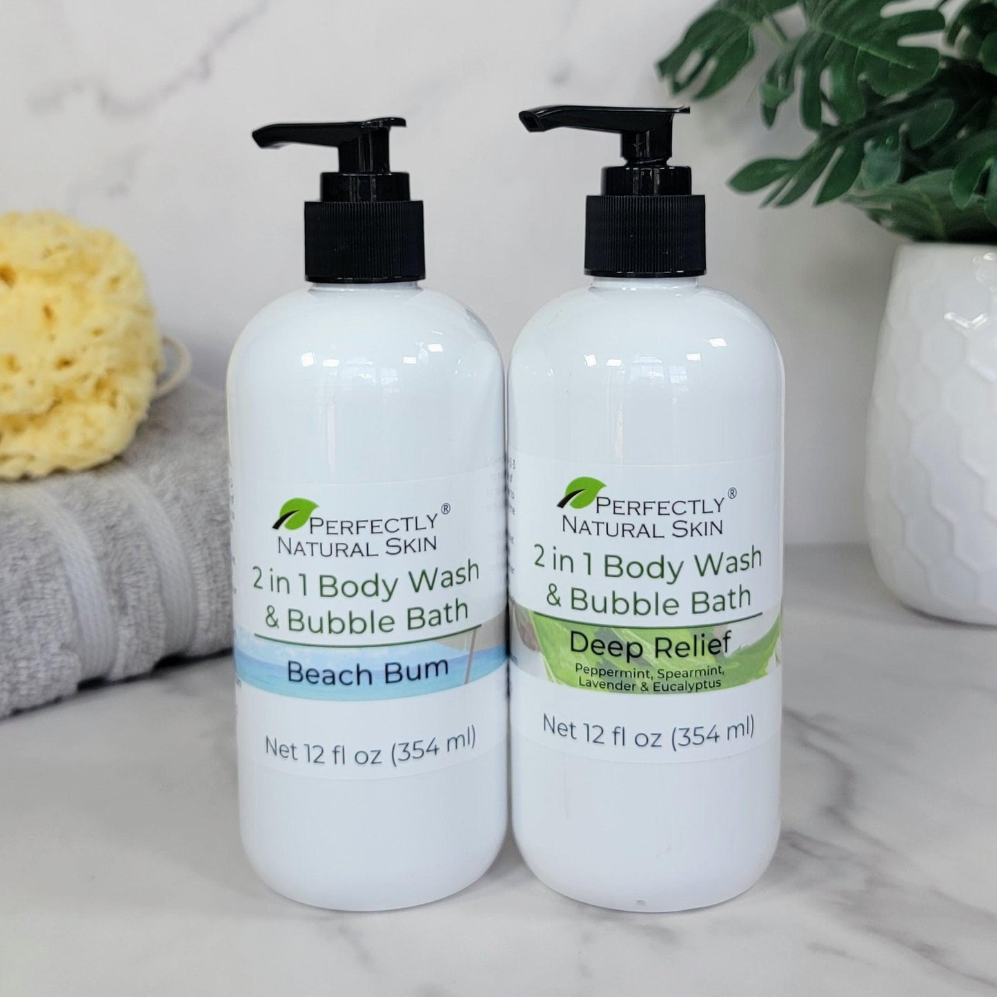 2 in 1 Body Wash & Bubble Bath - Choice of Scent, 12 oz-Shower Gel Soap-Perfectly Natural Soap