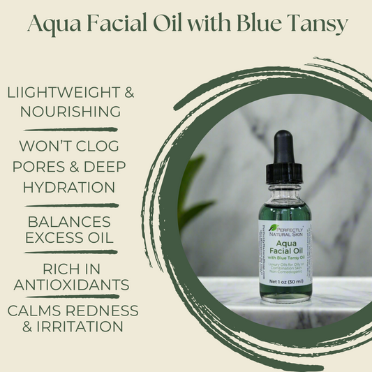 Aqua Facial Oil with Blue Tansy, 1oz-Facial Care-Perfectly Natural Soap