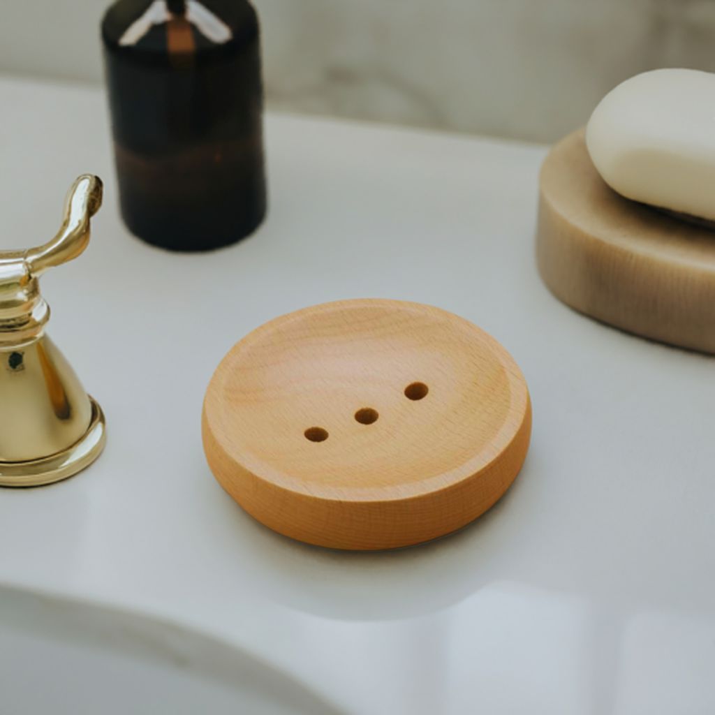 Beech Wood Round Soap Dish-Bath Accessories-Perfectly Natural Soap