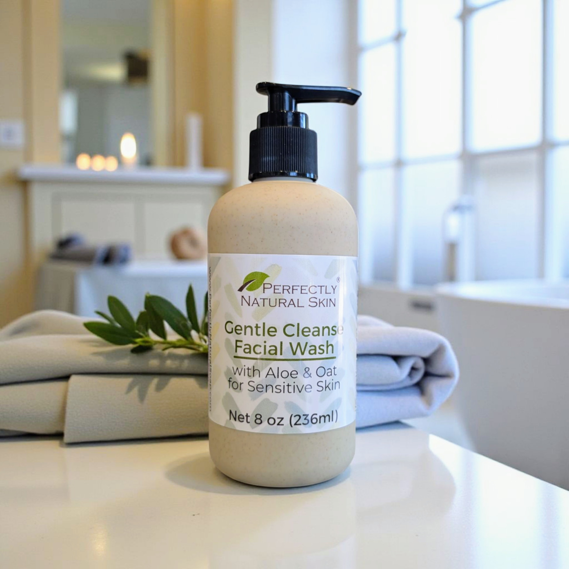 Gentle Cleanse Facial Wash with Aloe & Oat, 8 oz-Facial Care-Perfectly Natural Soap