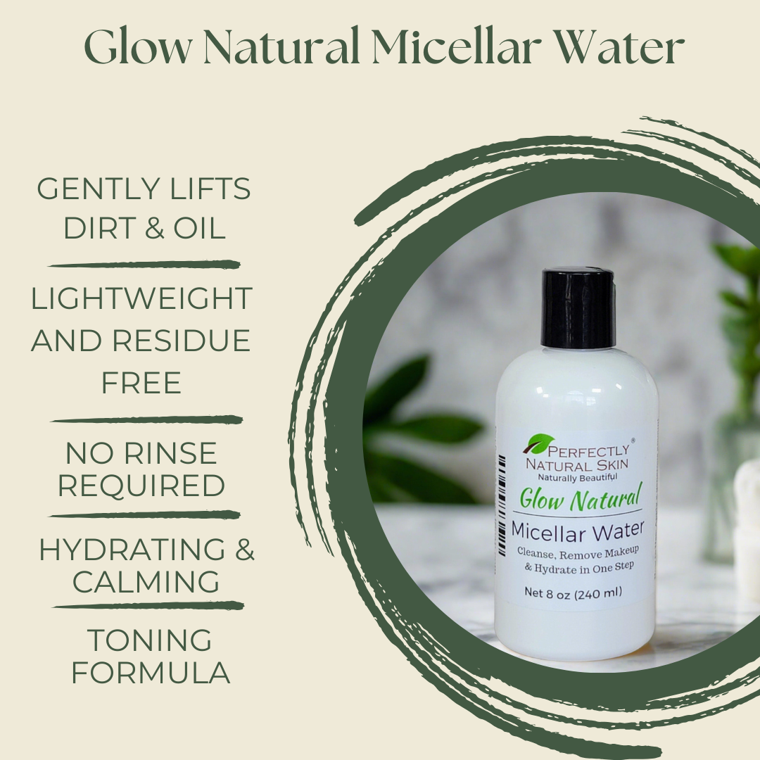 Glow Natural Micellar Water Make-Up Remover / No Rinse Cleanser 8oz-Facial Care-Perfectly Natural Soap