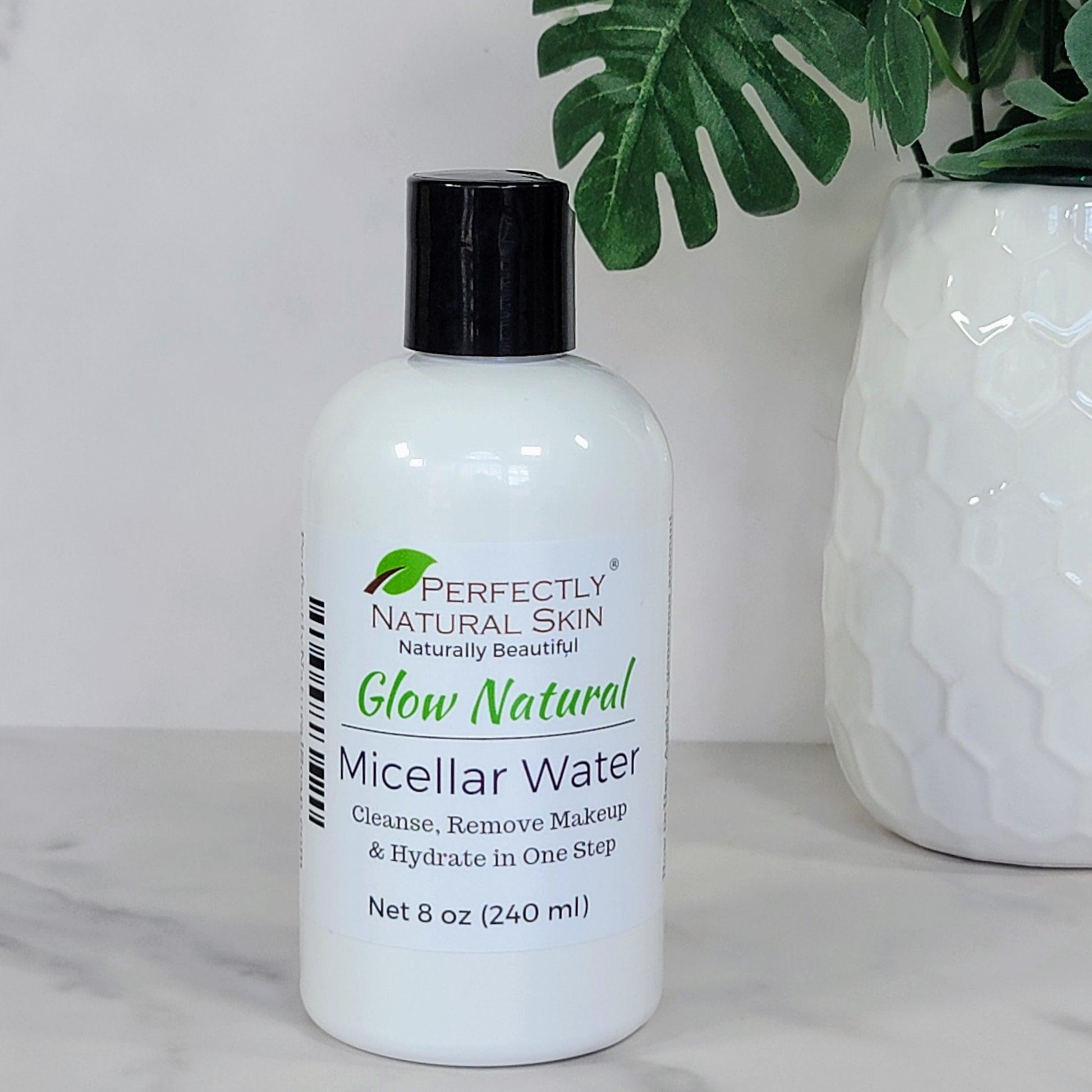 Glow Natural Micellar Water Make-Up Remover / No Rinse Cleanser 8oz-Facial Care-Perfectly Natural Soap