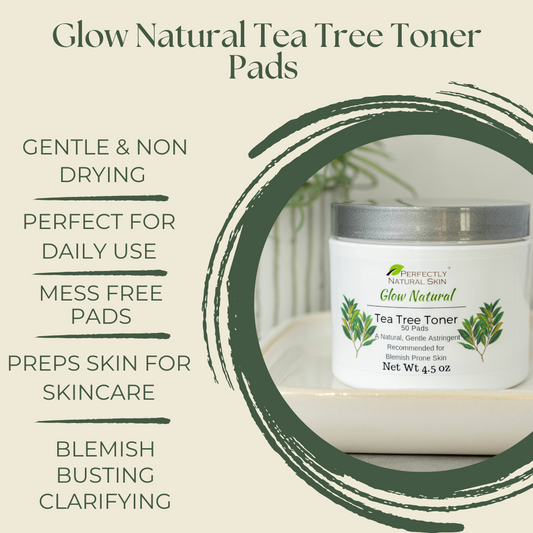 Glow Natural Tea Tree Toner Pads 4.5 oz-Facial Care-Perfectly Natural Soap