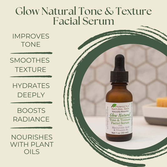 Glow Natural Tone & Texture Facial Serum, 1oz-Facial Care-Perfectly Natural Soap
