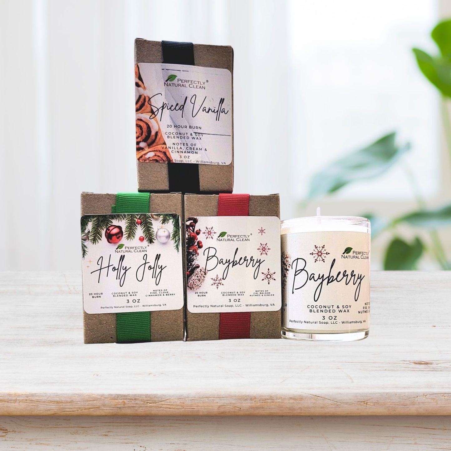Holiday Boxed Small Candle - Choice of Scent, 3 oz-Candles-Perfectly Natural Soap