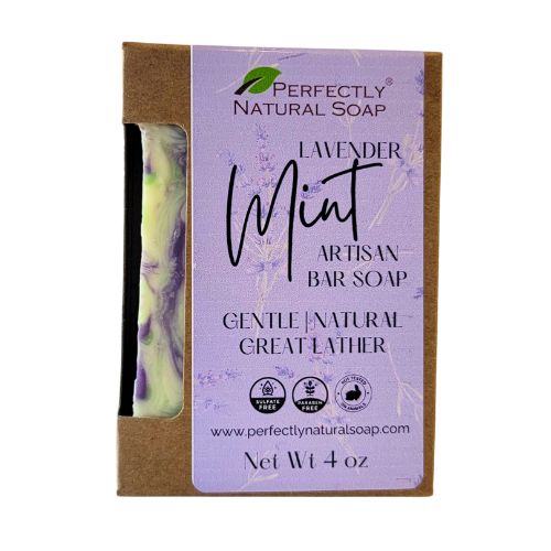 Lavender Mint Handmade Natural Soap Bar, 4 oz-Bar Soap-Perfectly Natural Soap