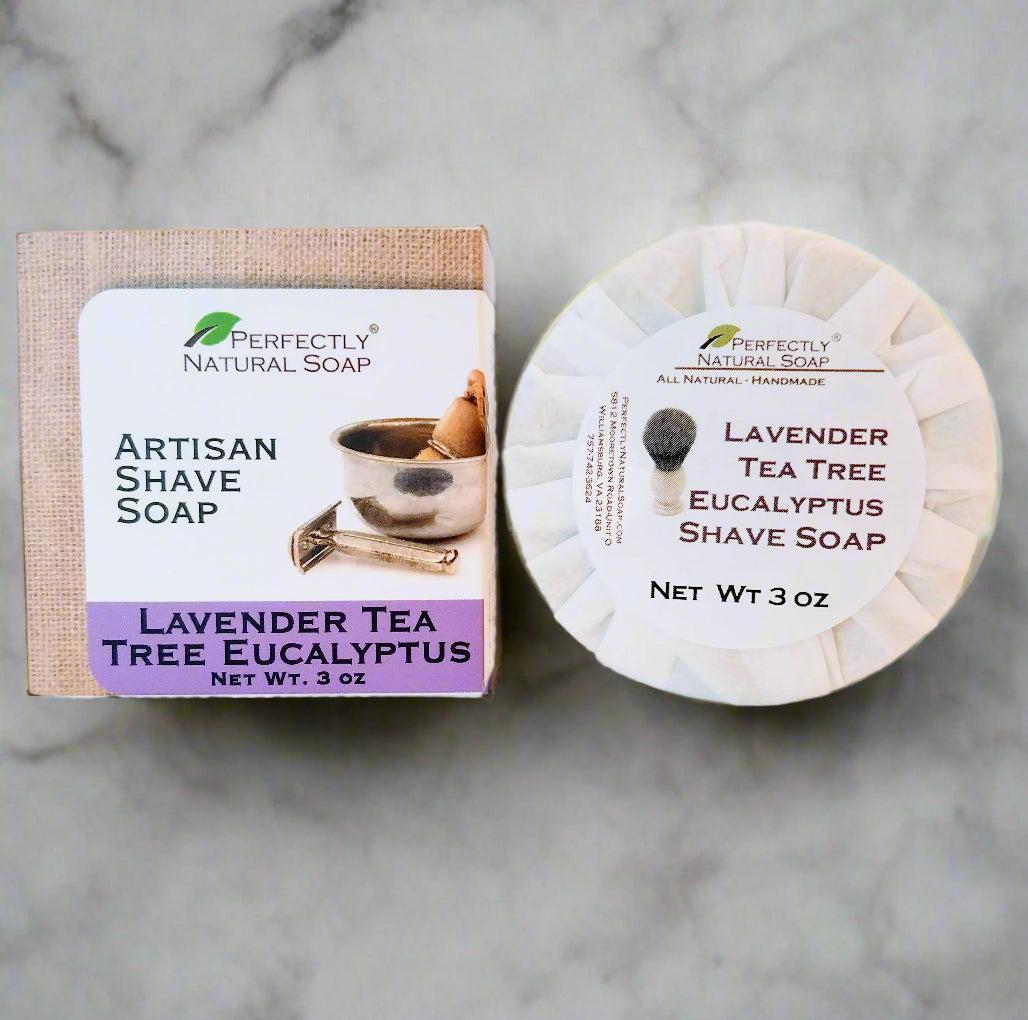 Lavender Tea Tree Eucalyptus Natural Artisan Shave Soap Puck-Men-Perfectly Natural Soap
