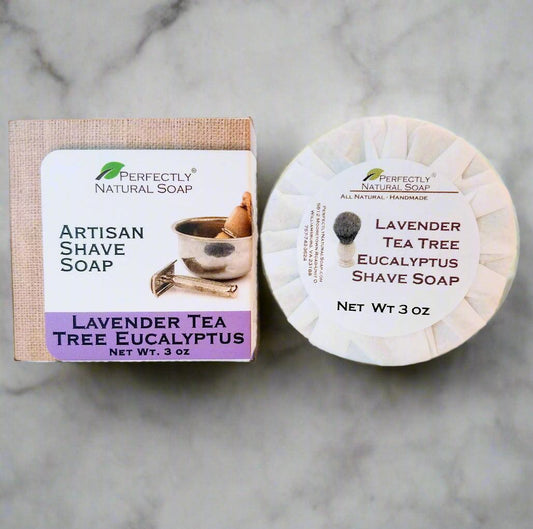 Lavender Tea Tree Eucalyptus Natural Artisan Shave Soap Puck-Men-Perfectly Natural Soap
