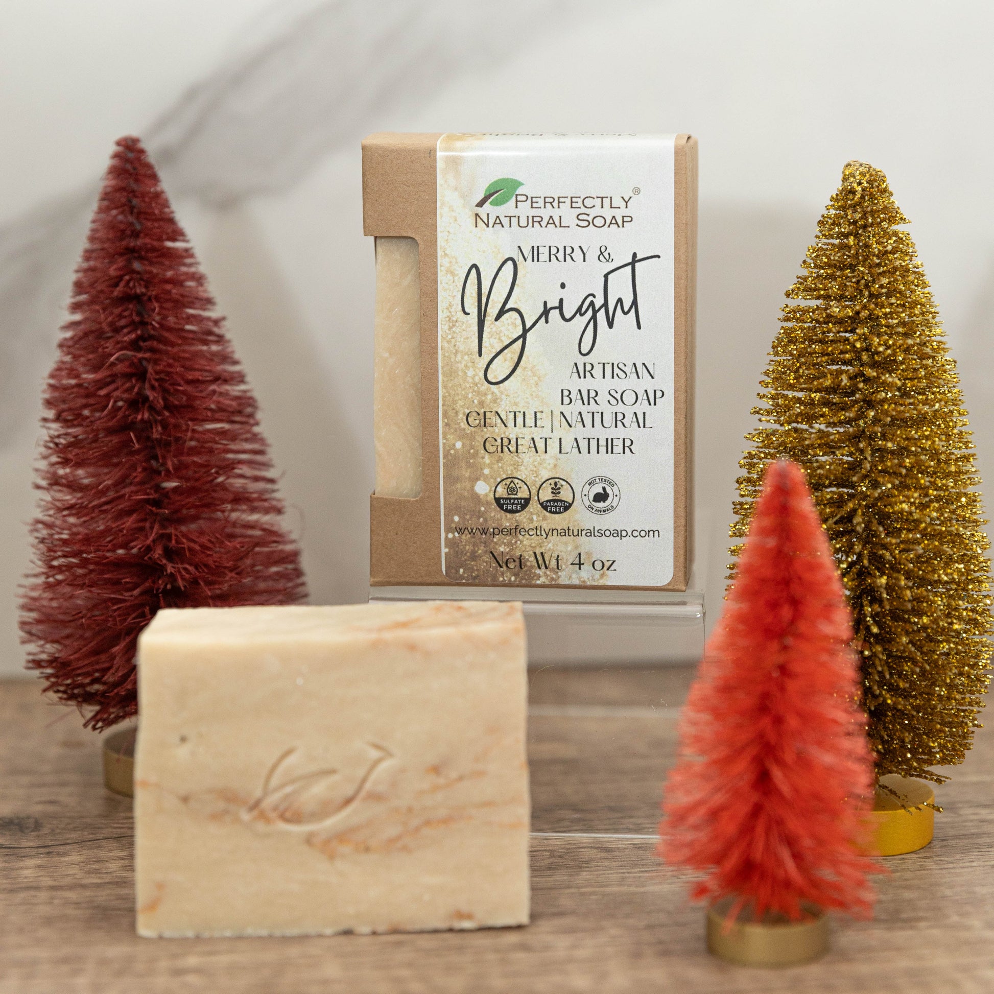 Merry & Bright Natural Handmade Bar Soap, 4 oz - Seasonal-Bar Soap-Perfectly Natural Soap