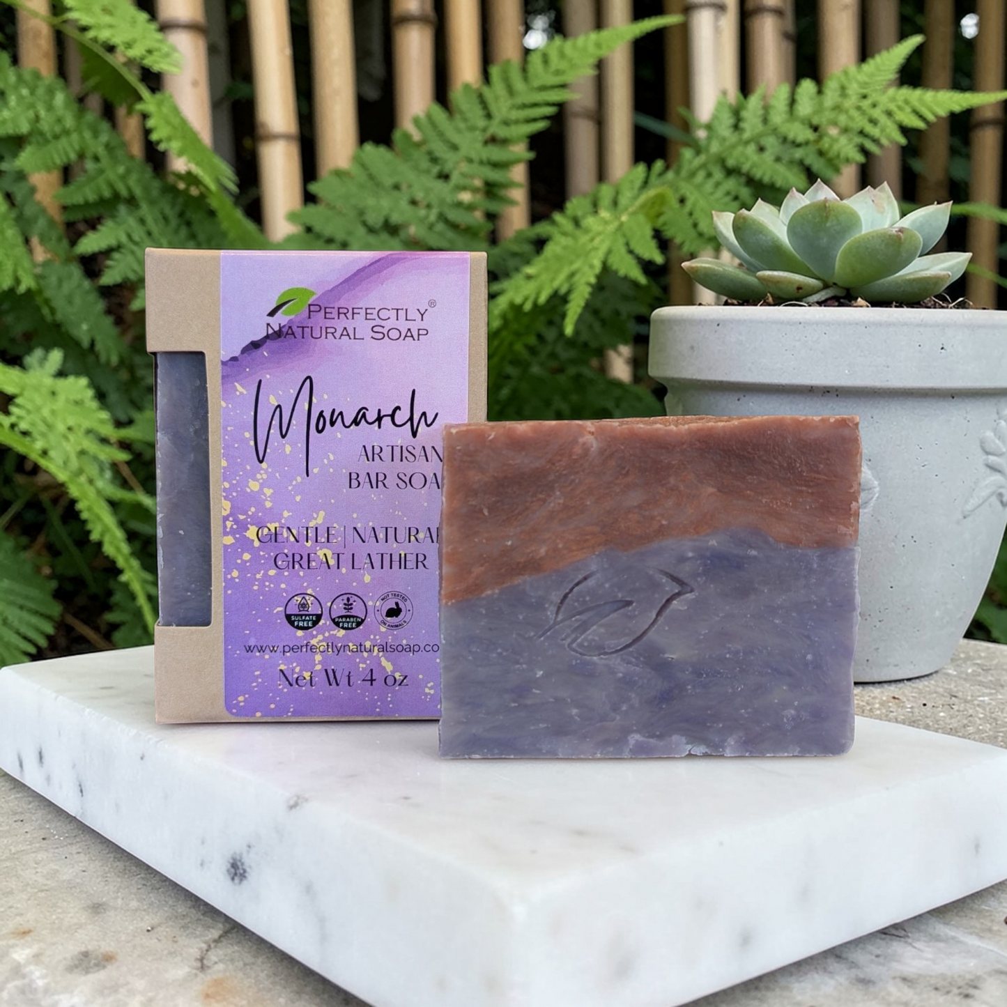 Monarch handmade natural soap bar 4 oz, regal and complex artisan soap with rich botanical ingredient blend