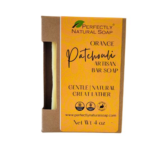 Orange Patchouli Handmade Natural Soap Bar, 4 oz-Bar Soap-Perfectly Natural Soap