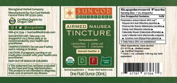 Organic Airmed Nausea Tincture 1oz|Sale