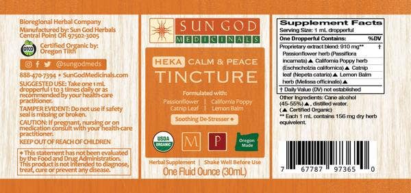 Organic Heka Calm & Peace Tincture 1oz|Sale