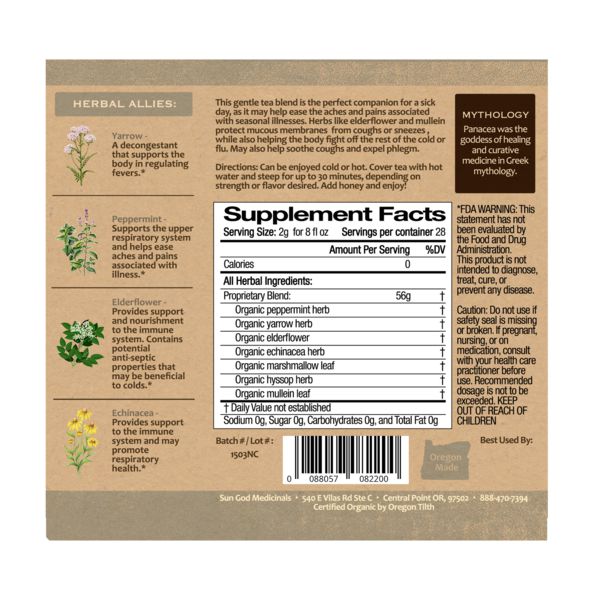 Organic Panacea Cold and Flu Tea 2oz|Sale