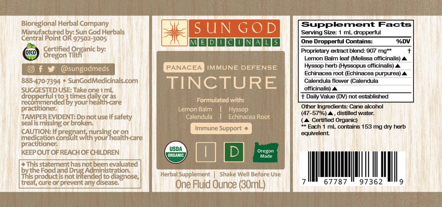 Organic Panacea Immune Defense Tincture 1oz|Sale