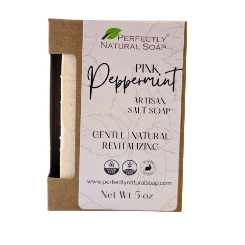 Pink Peppermint Himalayan Handmade Natural Salt Soap Bar, 5 oz-Bar Soap-Perfectly Natural Soap