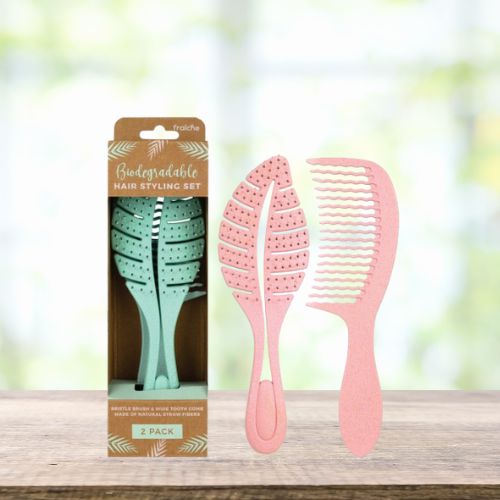 Plant Fiber Hair Brush / Comb Duo - Choice of Color-Natural Hair Care-Perfectly Natural Soap