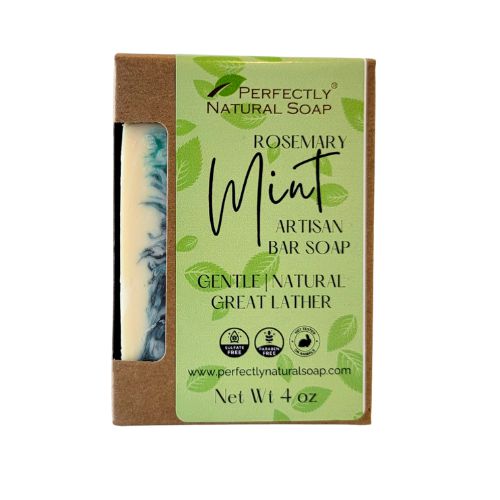 Rosemary Mint Handmade Natural Soap Bar, 4 oz-Bar Soap-Perfectly Natural Soap