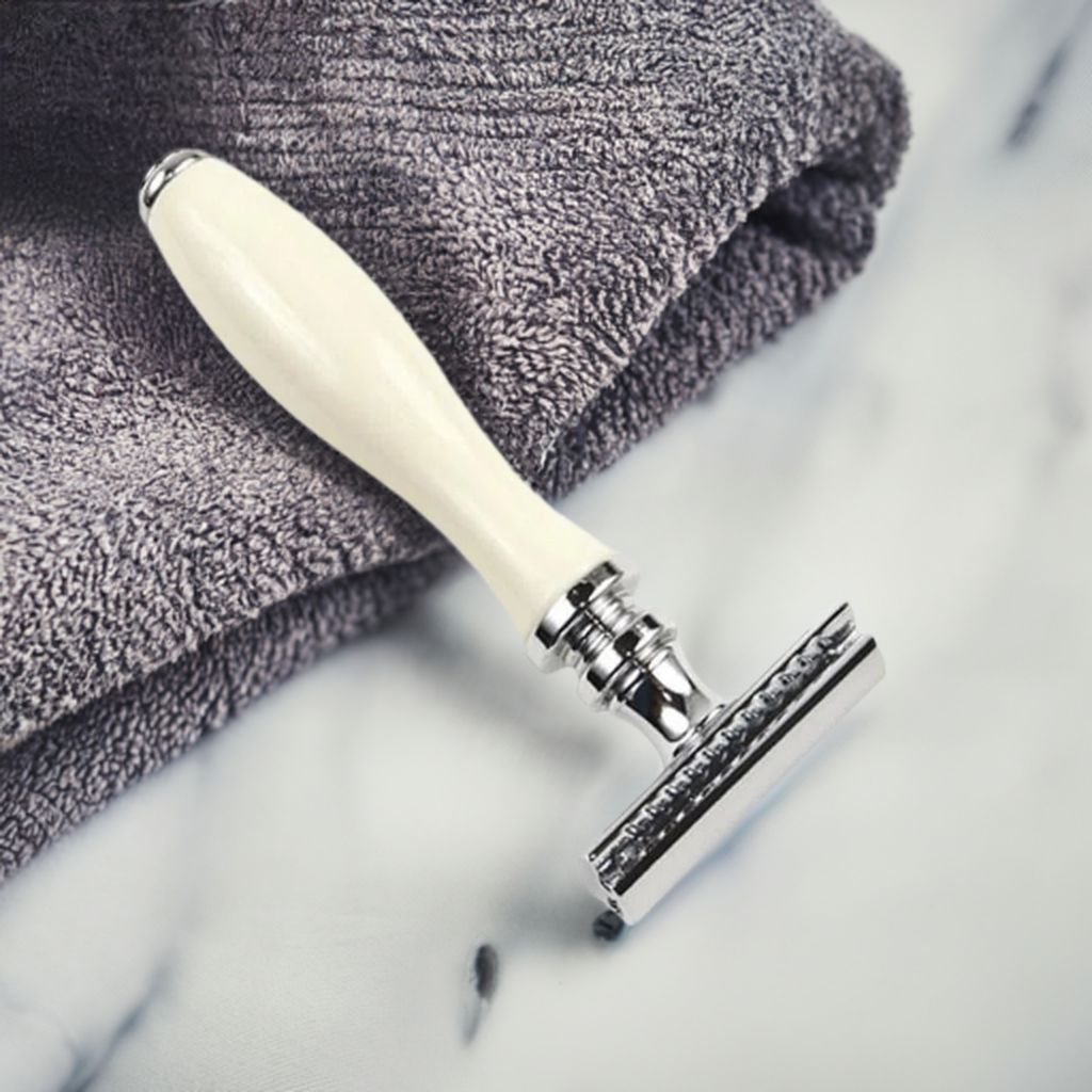 Resin Razor Handle Safety Razor - Parker White Resin Handle Double Edge - 3 piece ...
