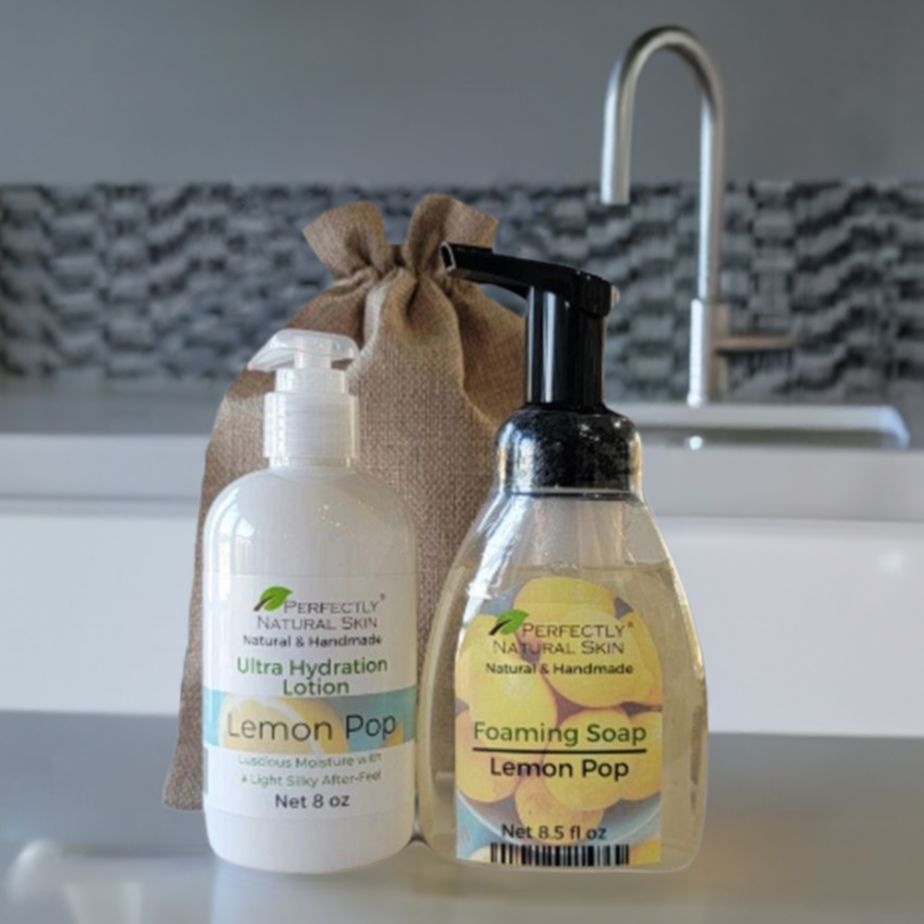 Sink Set Gift Bundle - 8 oz Lotion & 8.5 oz Foaming Soap in Burlap Bag|Gift Sets / Certificates